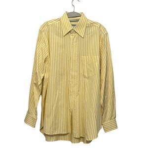 Tincati Milano Striped Dress Shirt •L• Premium Cotton Italy Yellow Button Down